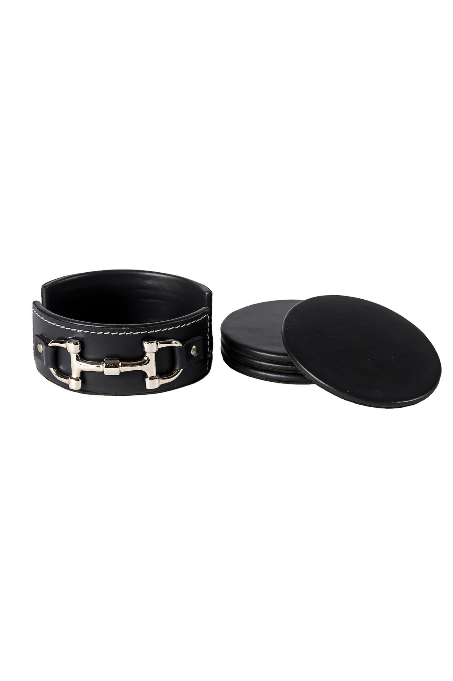 4 sous verres en cuir noir Admasbro