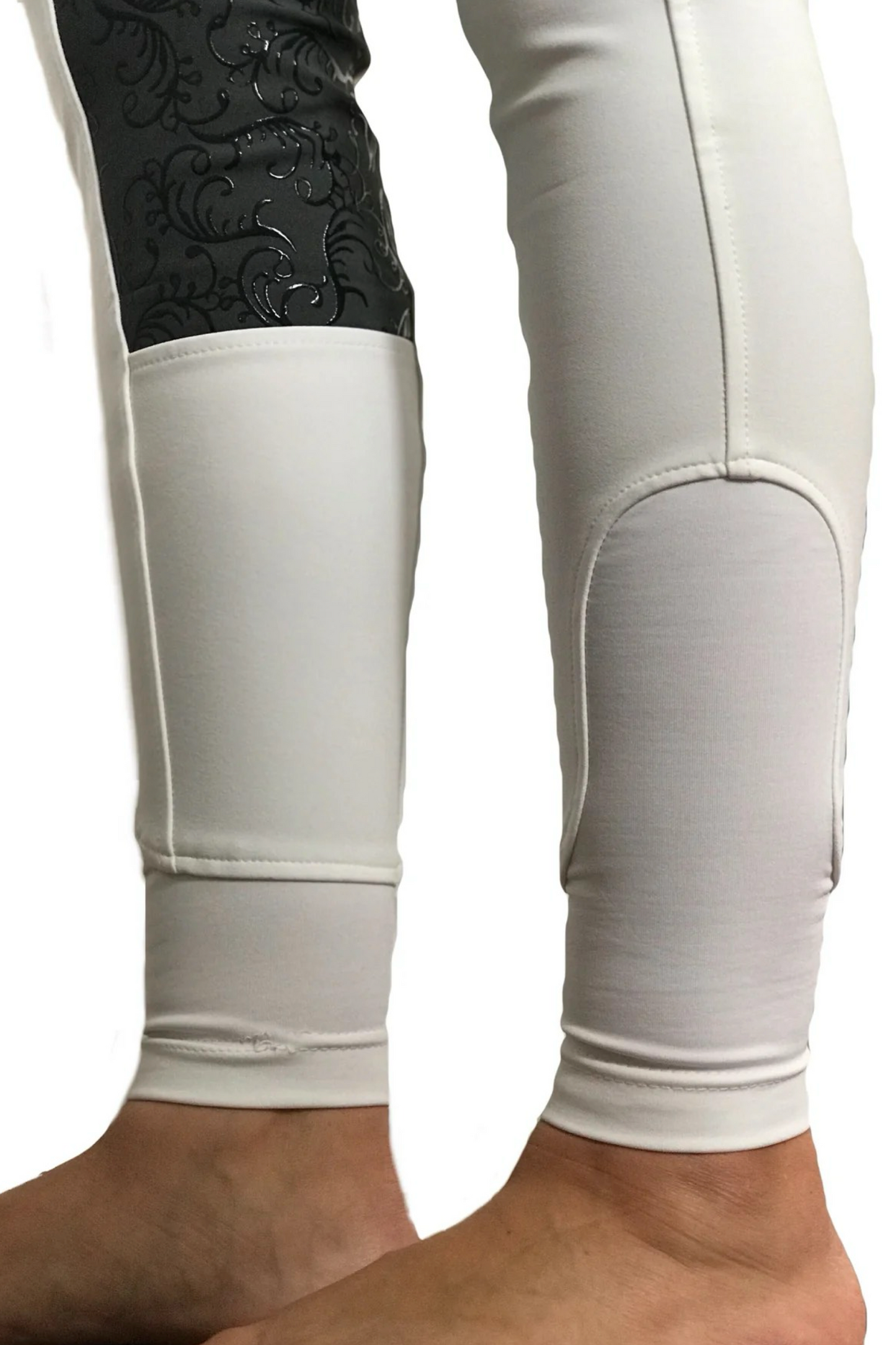 Pantalon équitation blanc de compétition avec fond de peau grip noir femme Leveza Florence