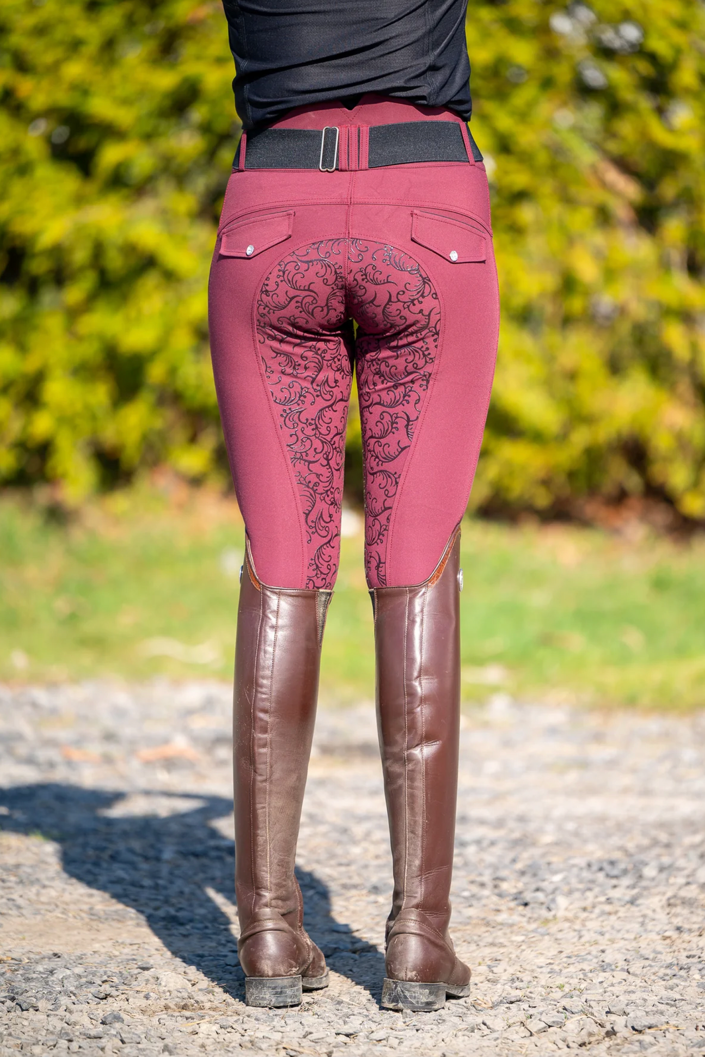 Pantalon équitation bordeaux femme Leveza Dalhousie full grip