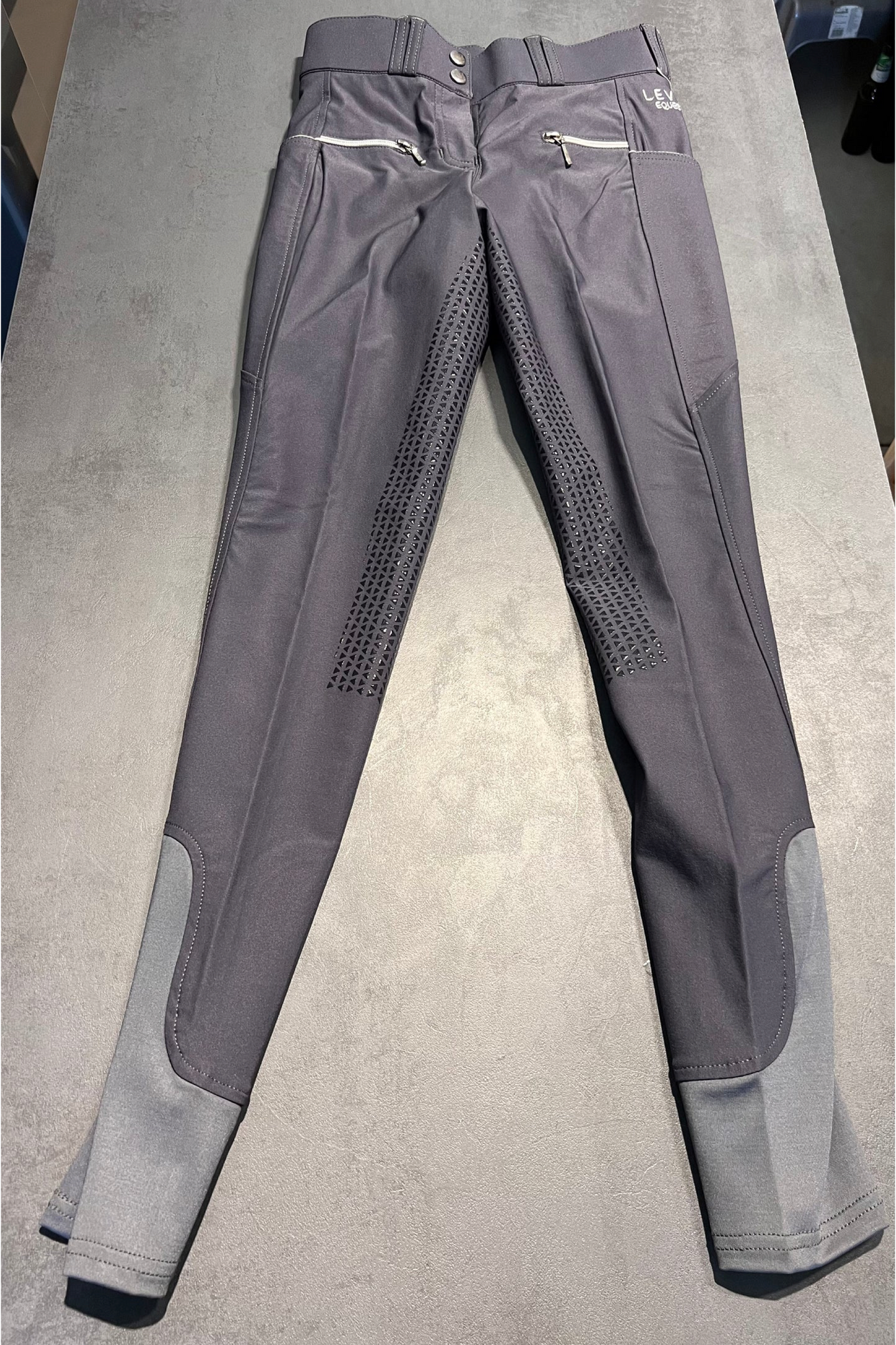 Pantalon équitation gris femme Leveza Kyoto full grip