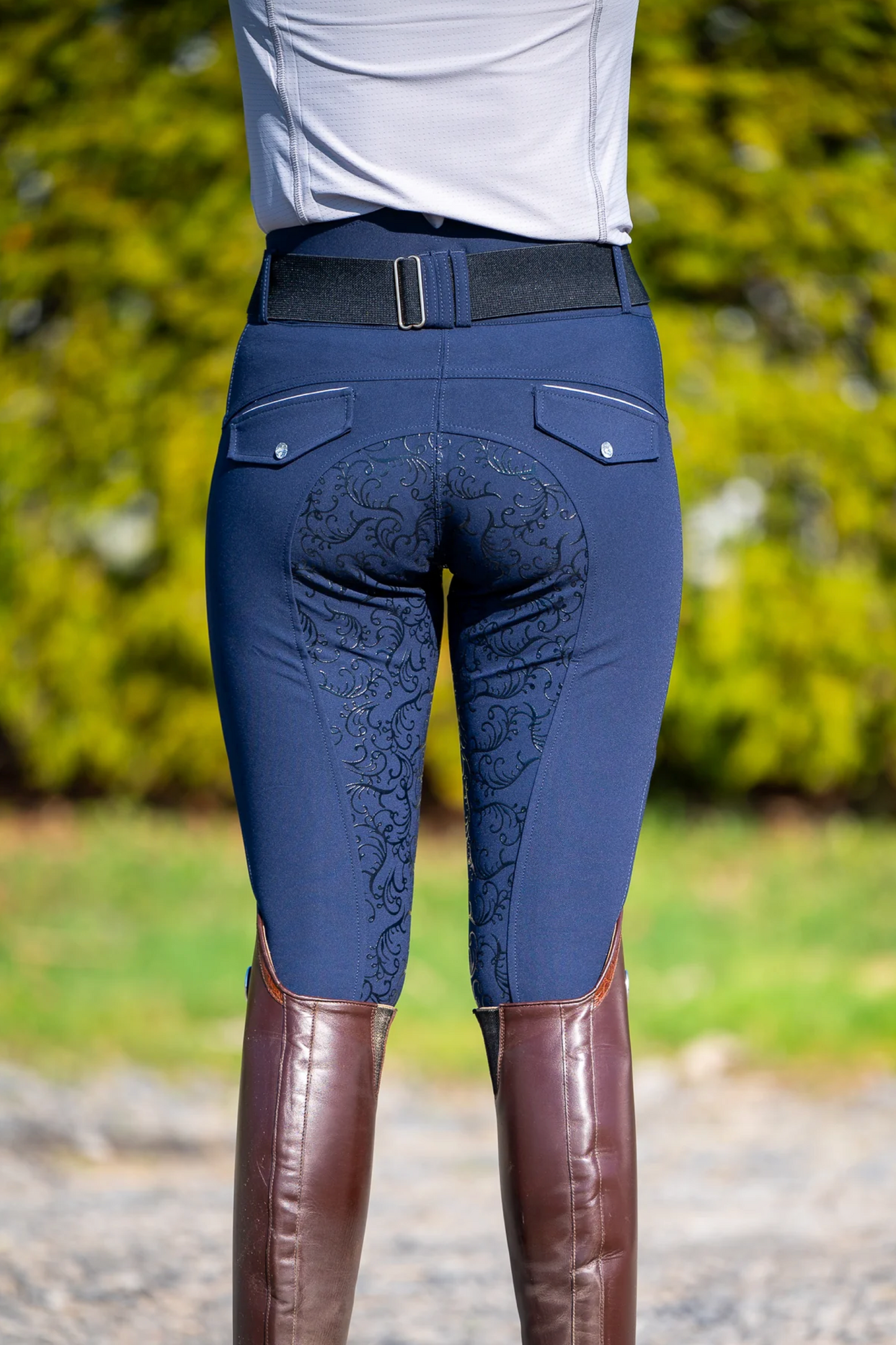 Pantalon équitation marine femme Leveza Dalhousie full grip