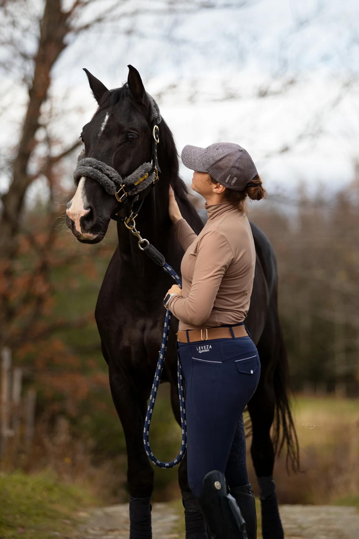 Pantalon équitation marine femme Leveza Dalhousie full grip