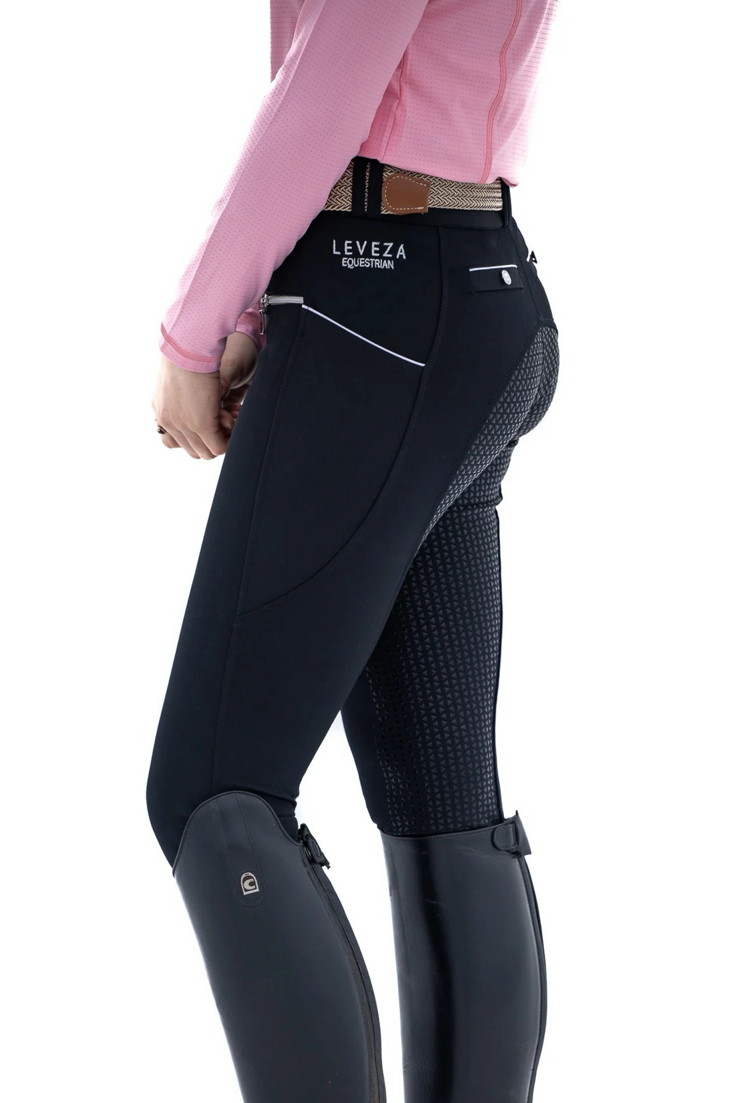 Pantalon équitation été noir femme Leveza Kyoto full grip