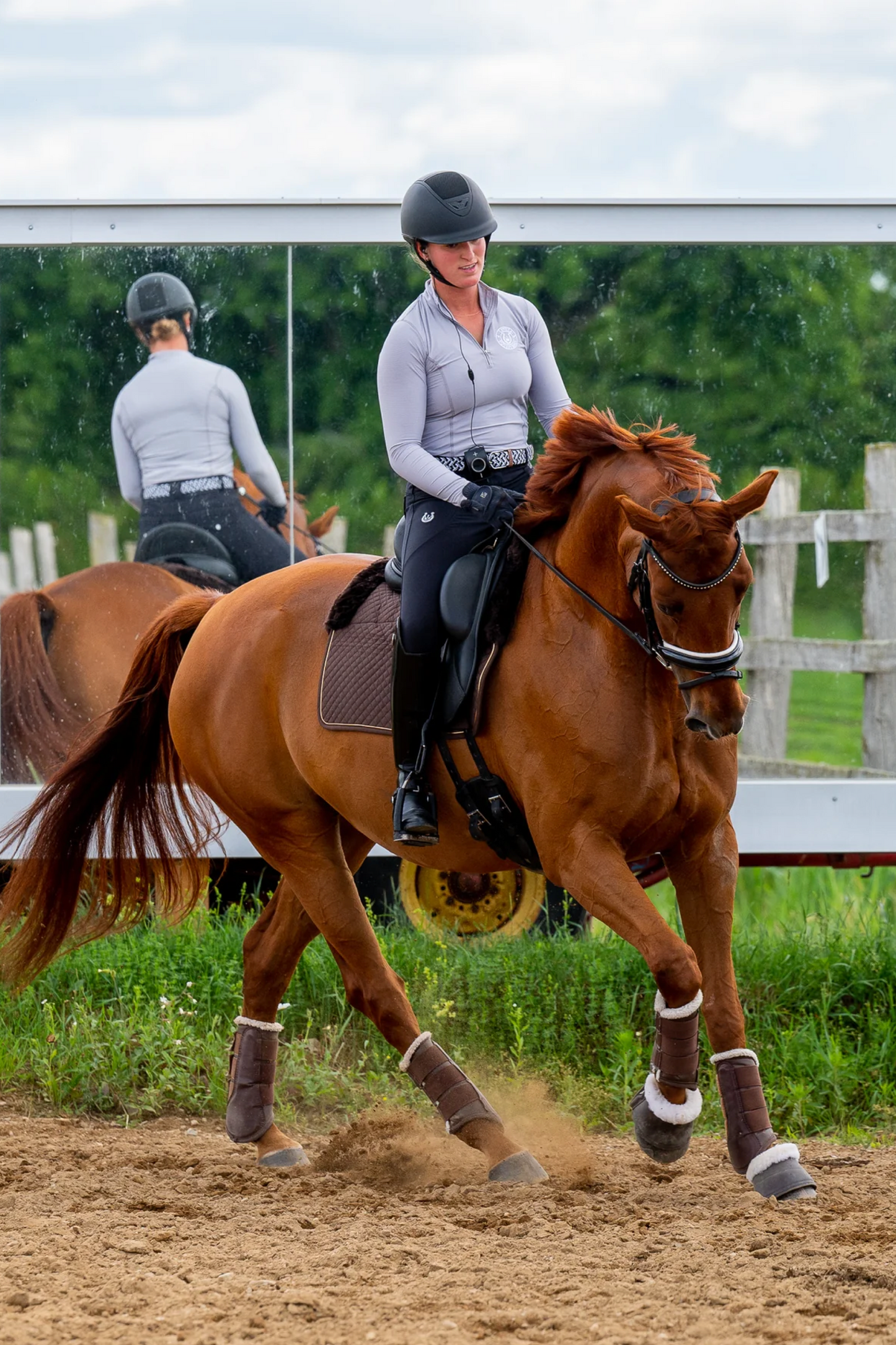 Polo dressage femme Leveza gris Fayette