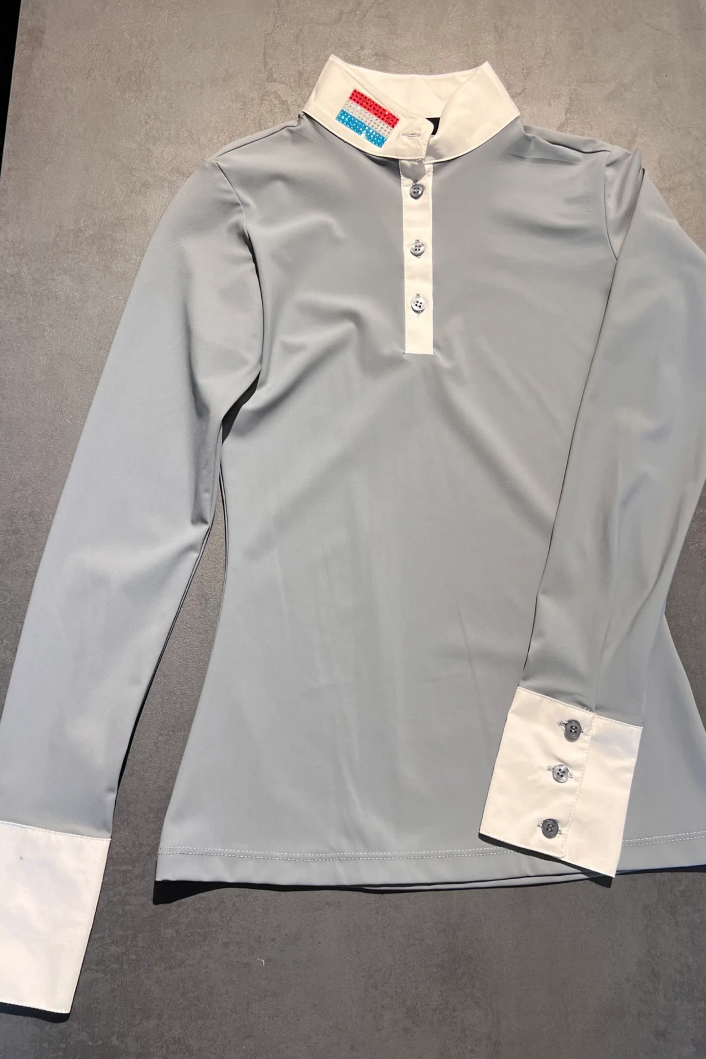 Polo manche longues de compétition femme Aviar gris LUXEMBOURG