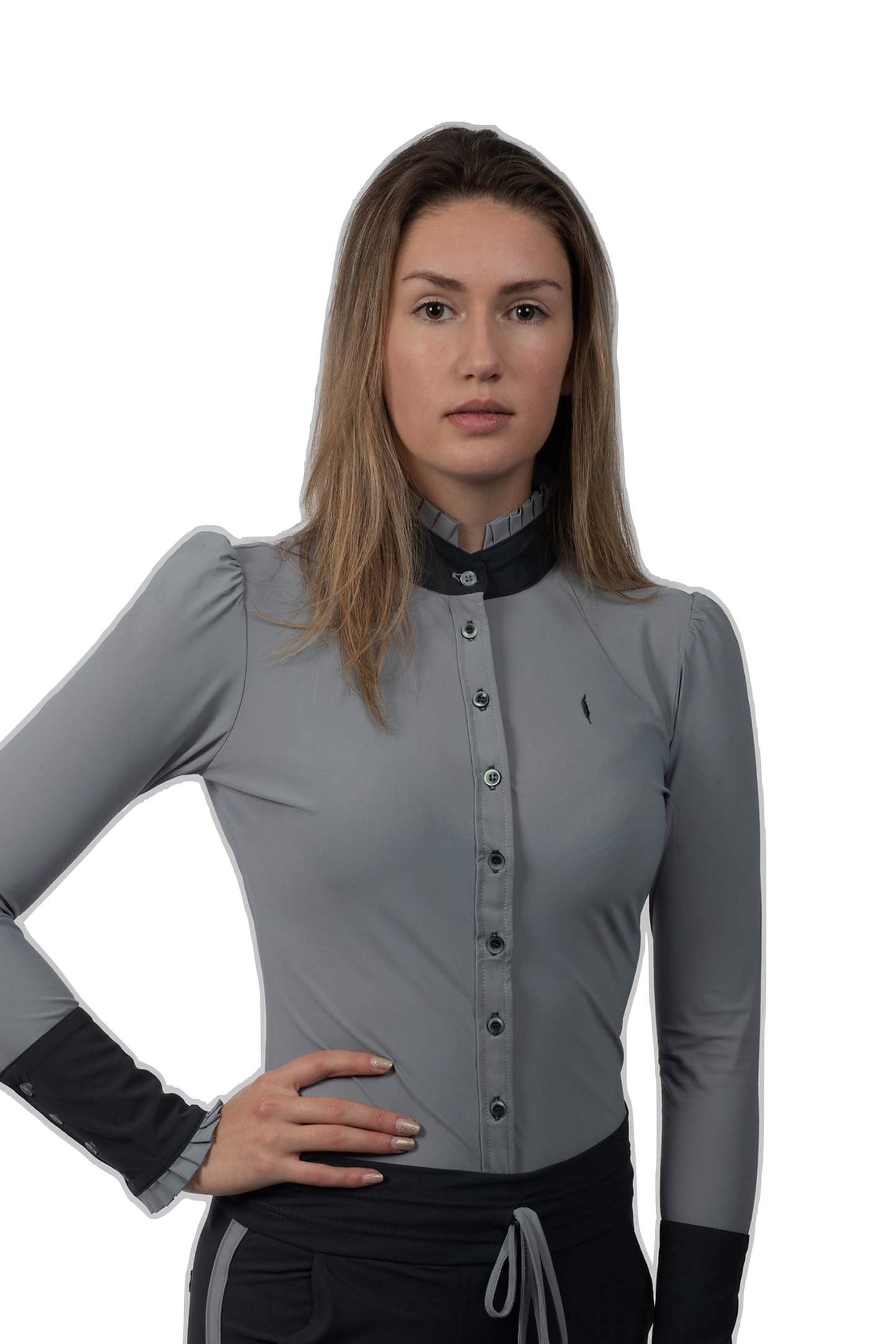 Polo manche longues femme Aviar gris Chique