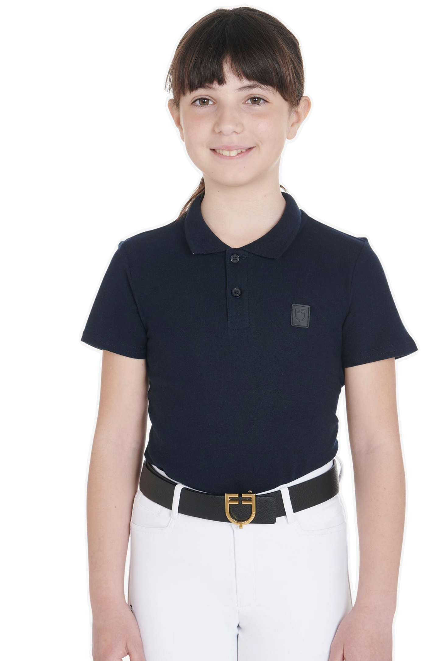 Equestro technisches Marine-Reitpoloshirt für Kinder