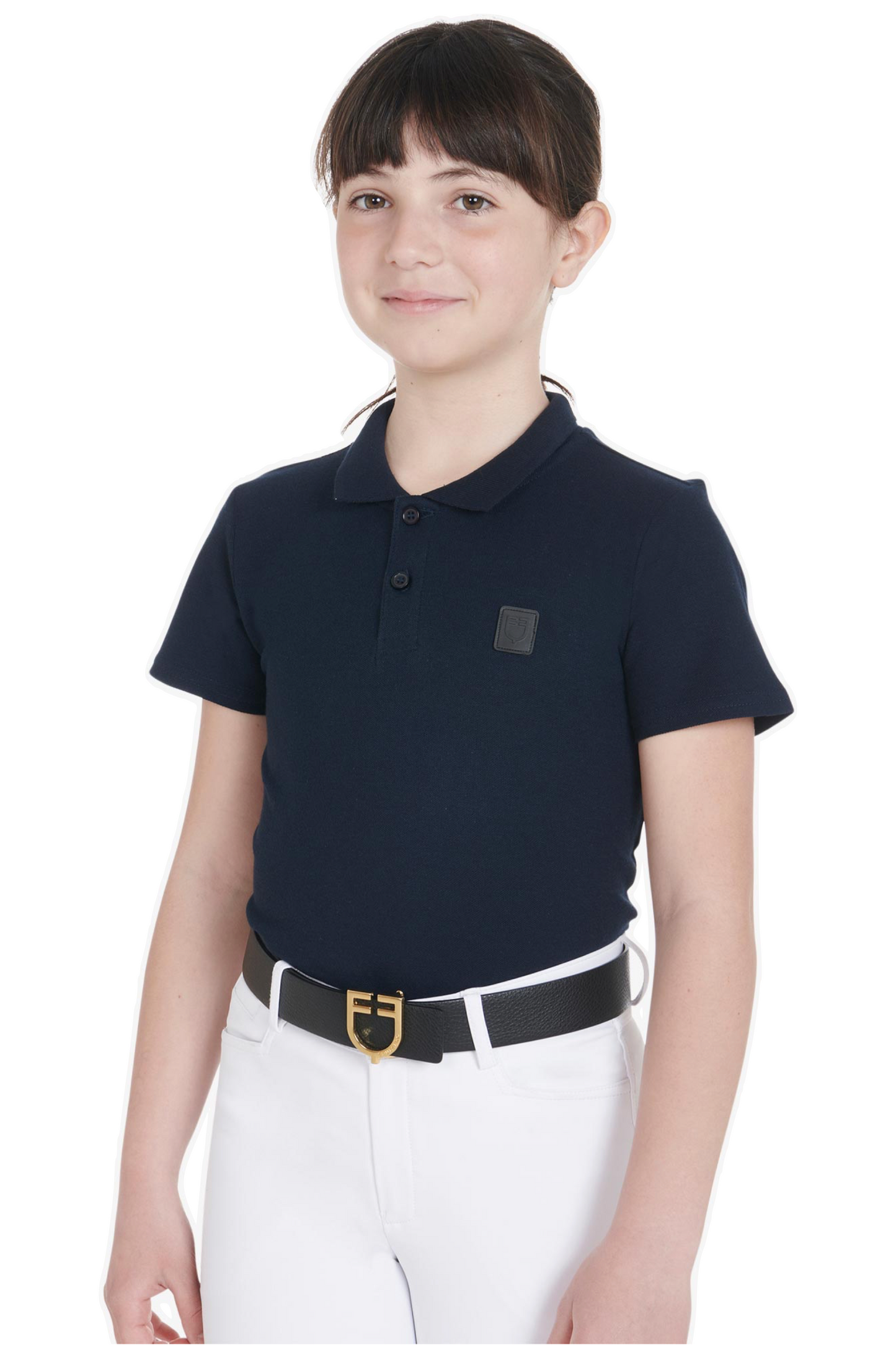 Equestro technisches Marine-Reitpoloshirt für Kinder