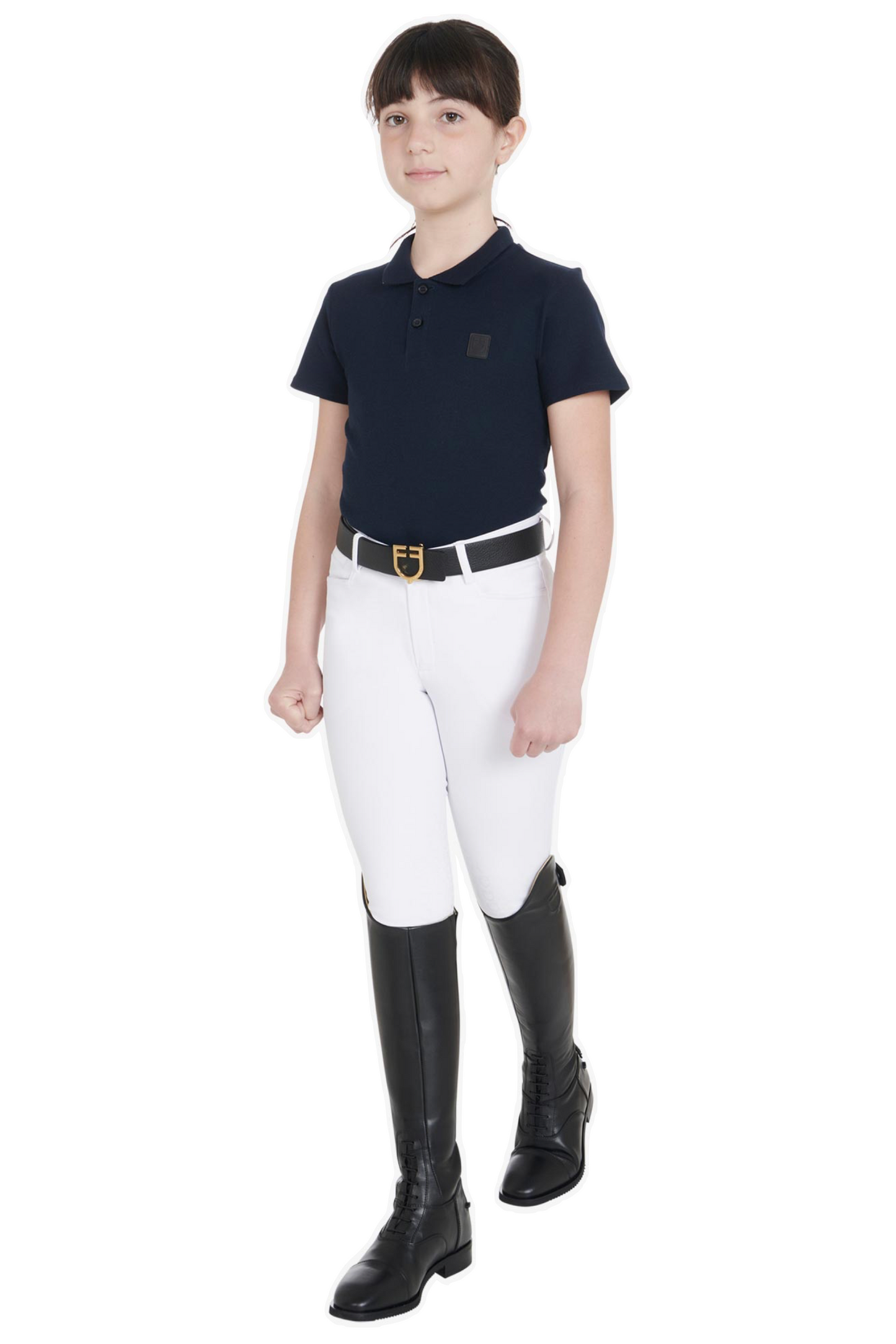 Equestro technisches Marine-Reitpoloshirt für Kinder