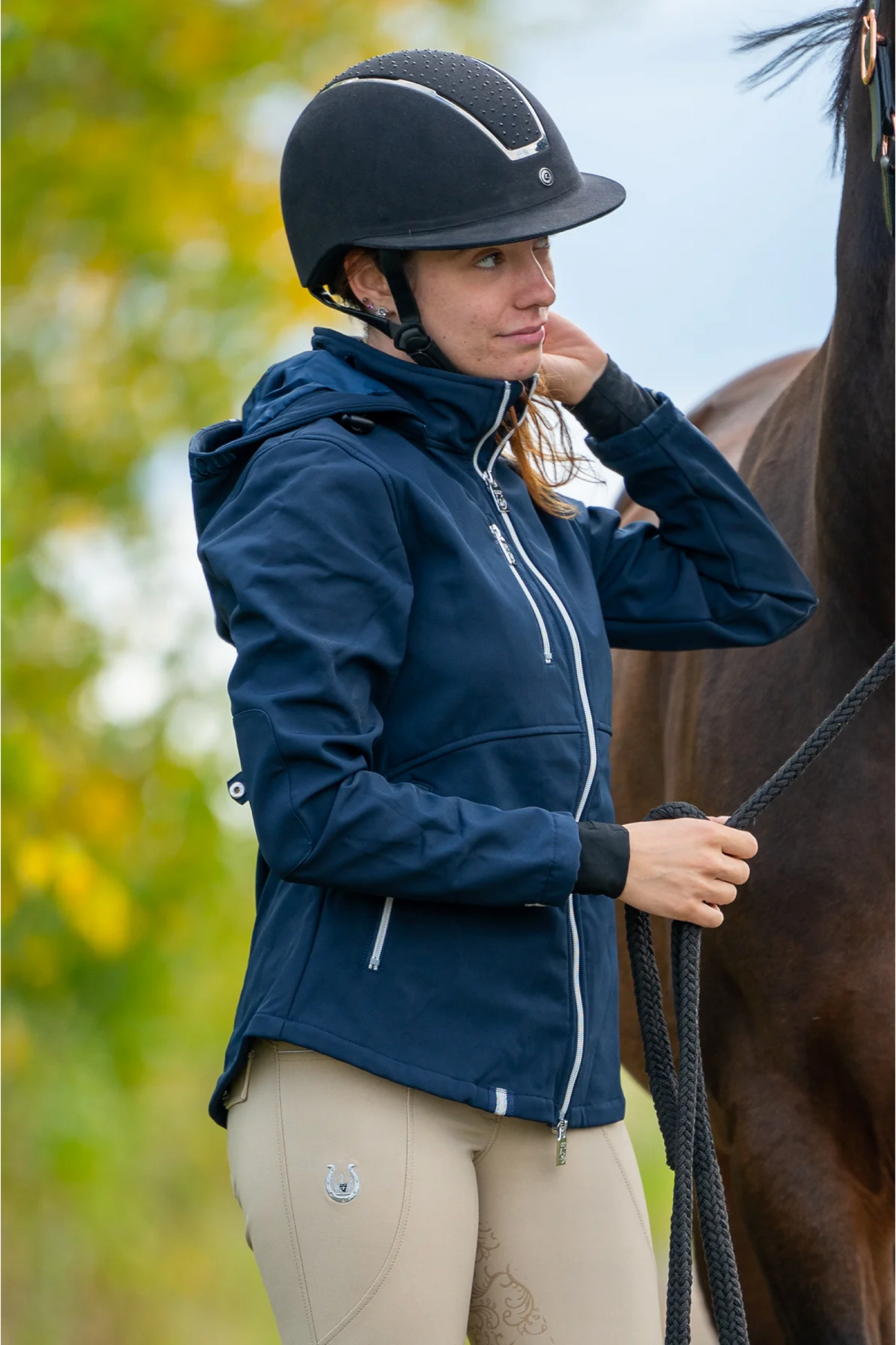 Veste équitation Softshell Leveza Bromont marine