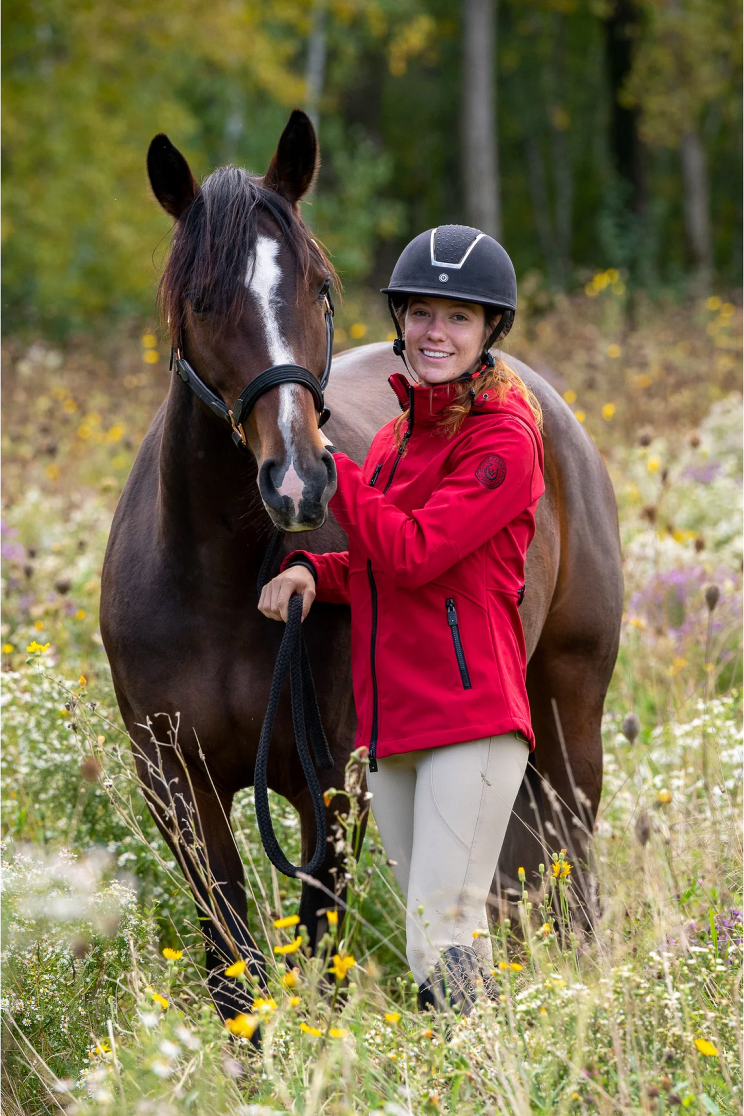 Veste équitation Softshell Leveza Bromont rouge