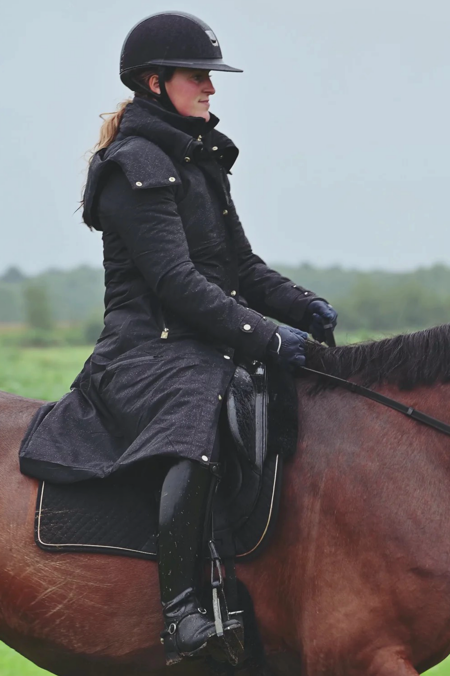 Veste longue doublée équitation Leveza Alaska noire