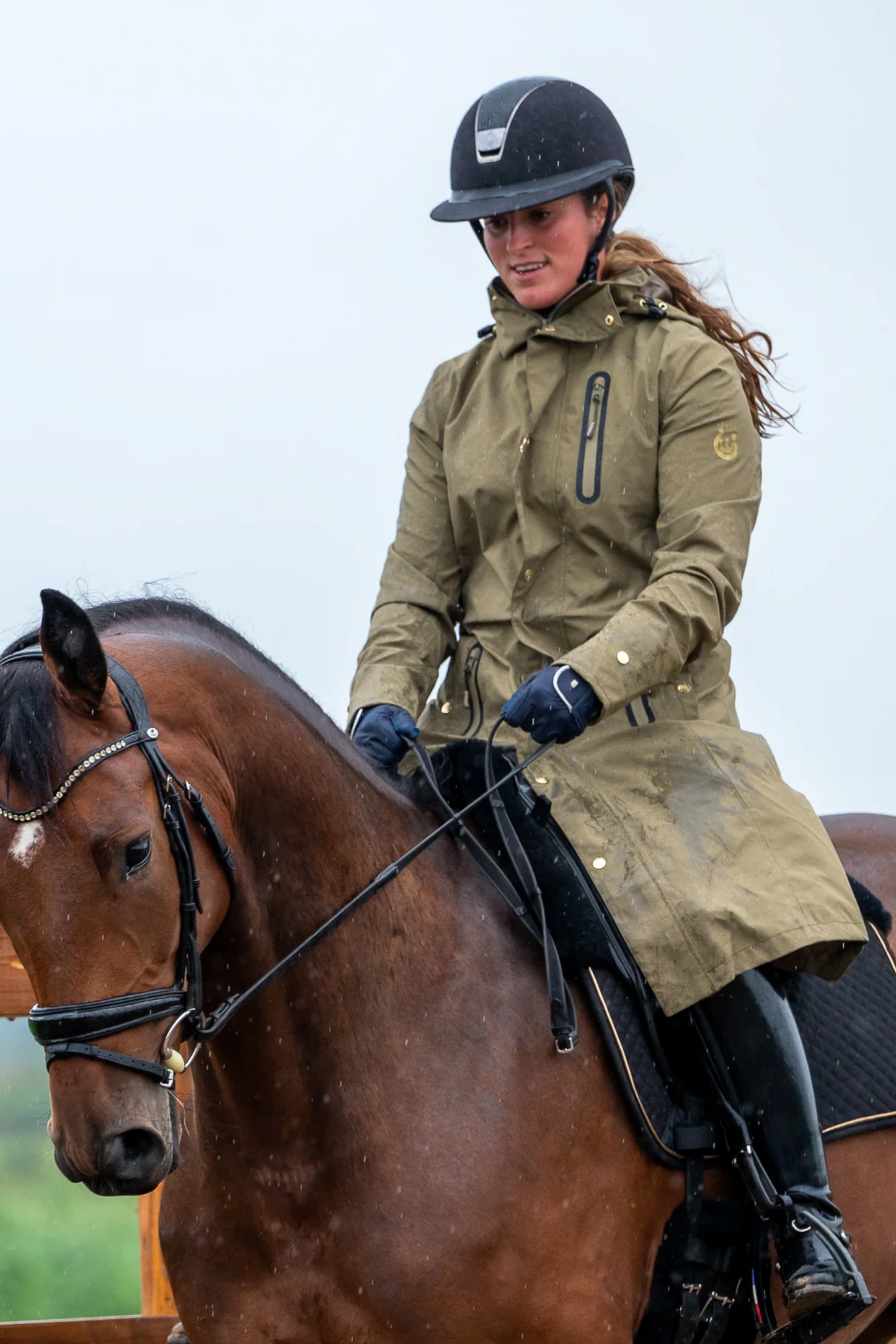 Veste longue équitation Leveza Tofino Kaki