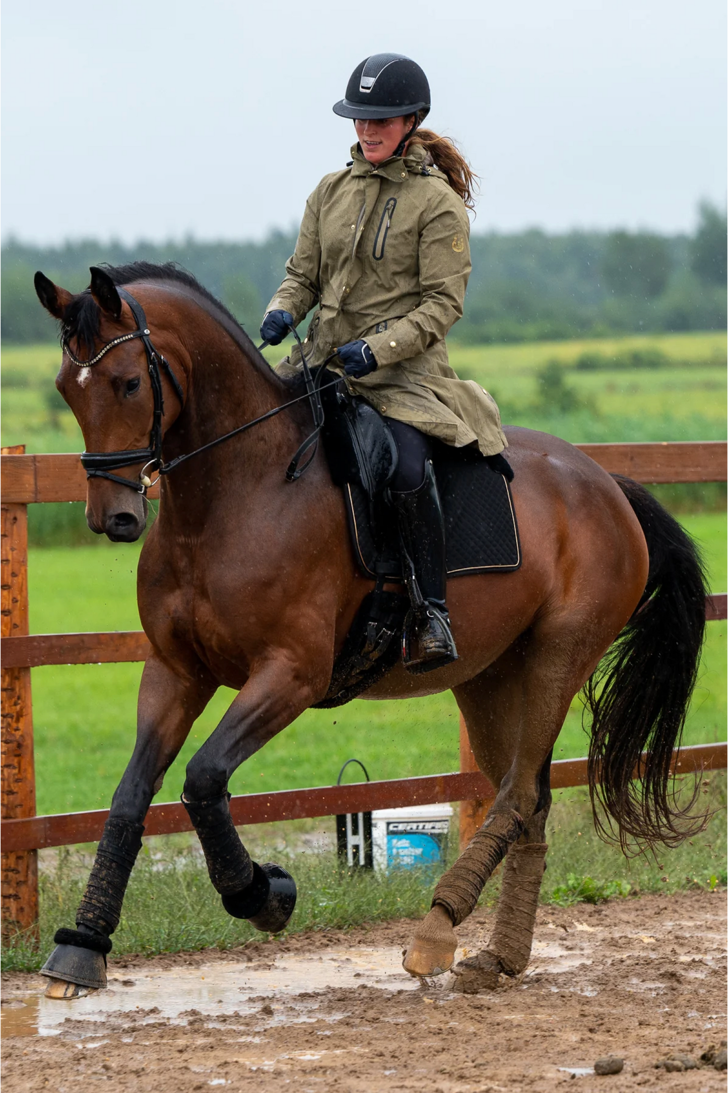 Veste longue équitation Leveza Tofino Kaki