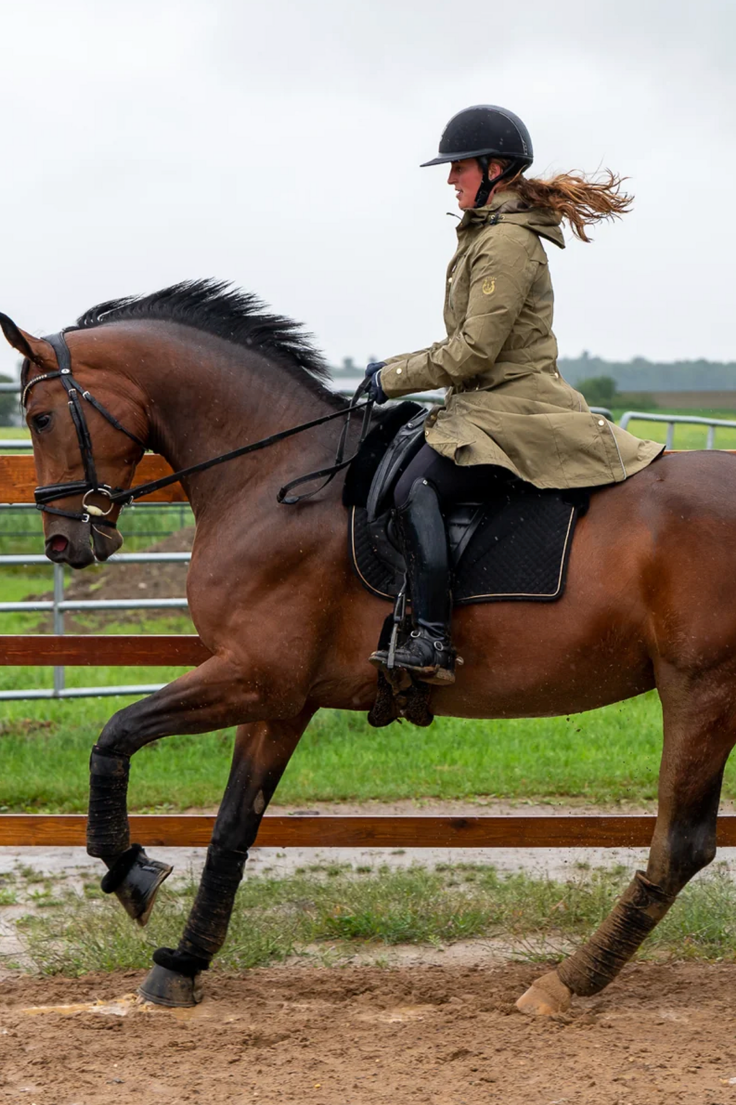 Veste longue équitation Leveza Tofino Kaki