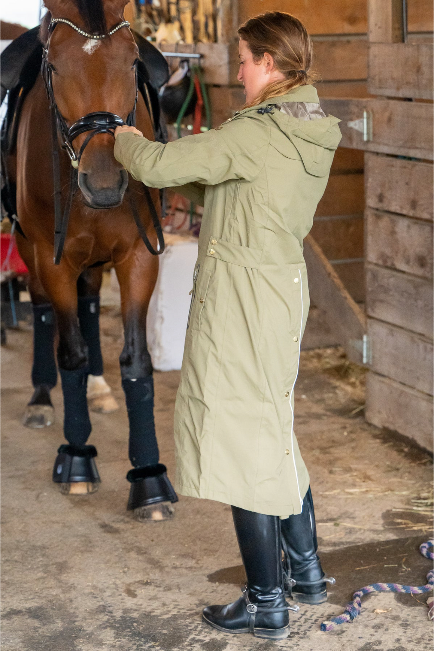 Veste longue équitation Leveza Tofino Kaki