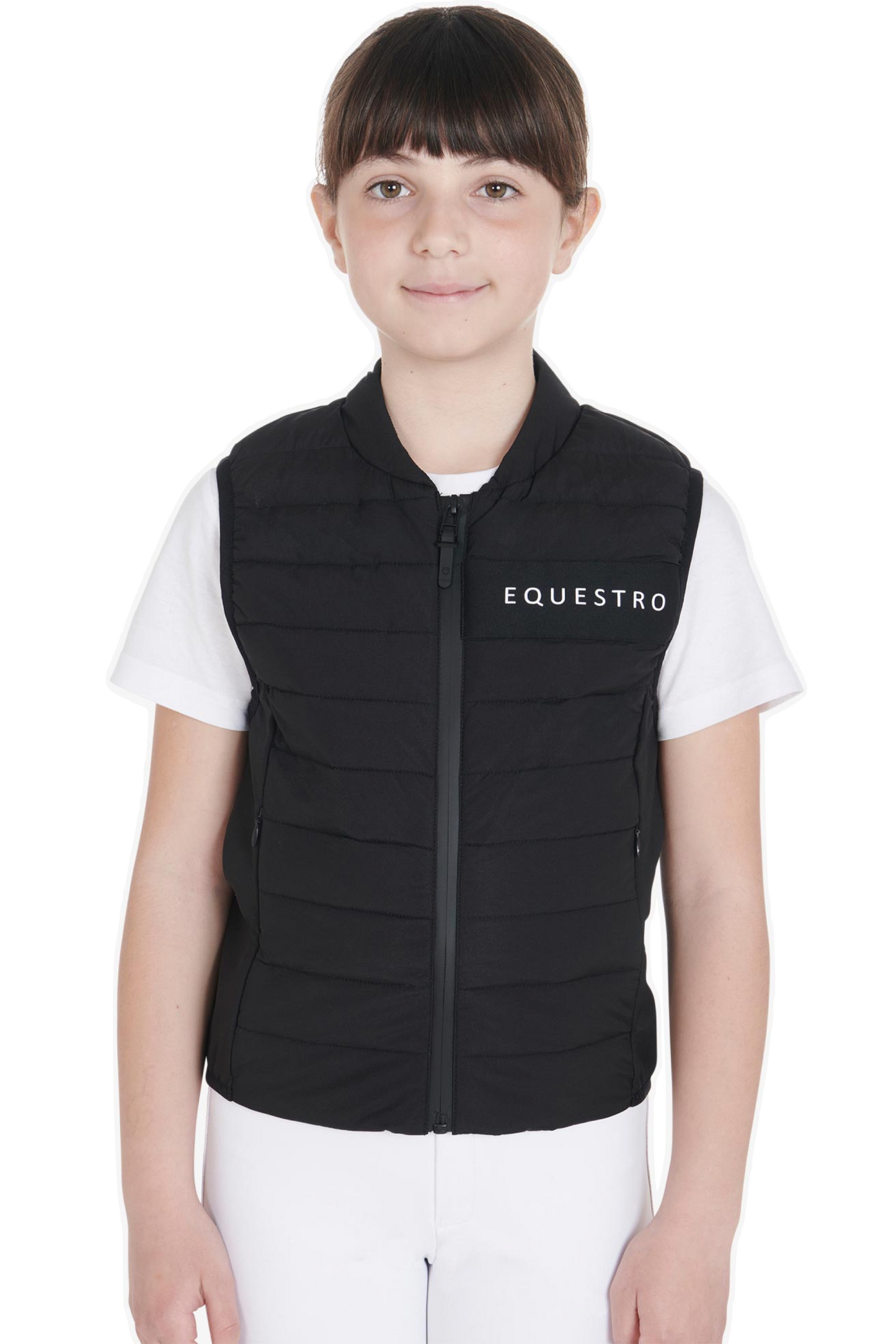 Equestro unisex children's black riding sleeveless down jacket