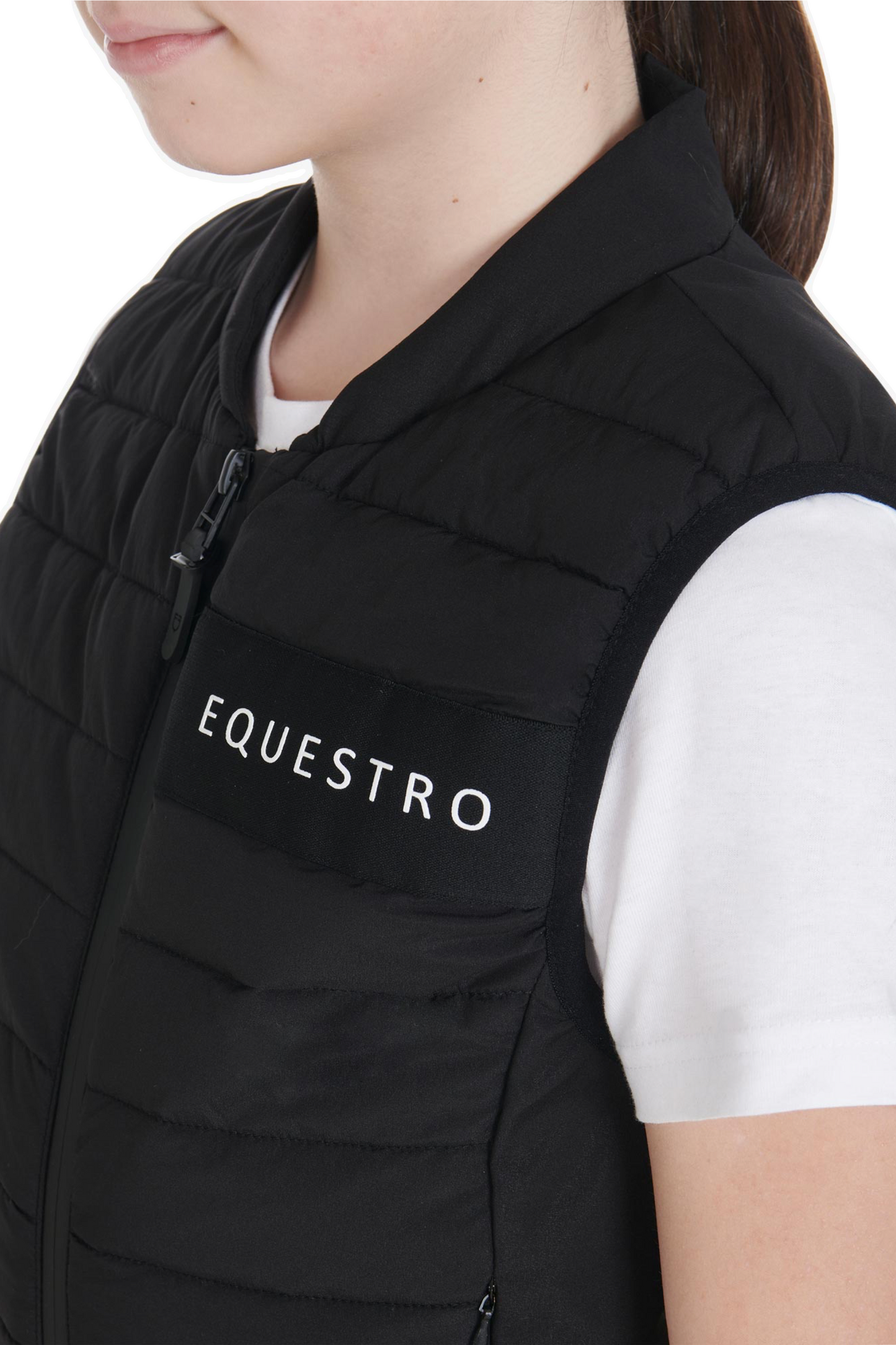 Schwarze, ärmellose Daunenjacke für Unisex-Kinder von Equestro